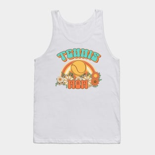 Groovy Tennis mom Retro gift for funny mother Vintage floral pattern Tank Top